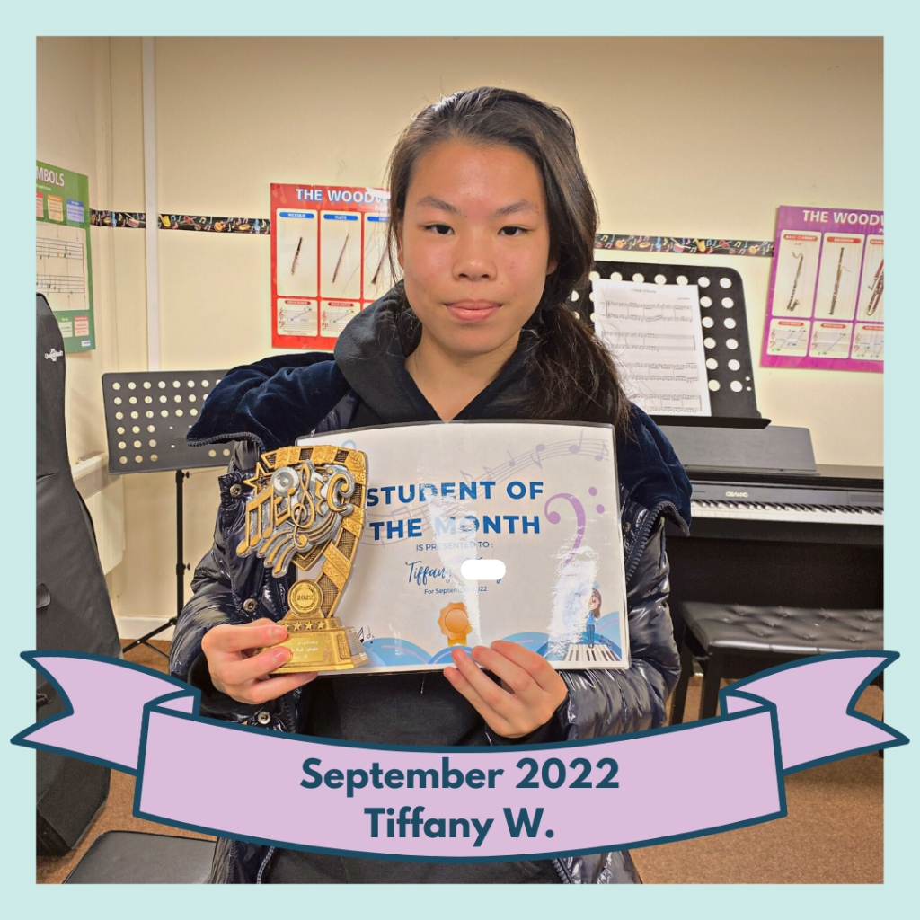 Tiffany won the Sweet Symphony Student of the Month award for September 2022